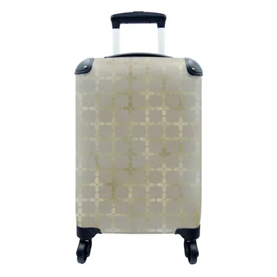 Produktbild von MuchoWow® Koffer Handgepäck Trolley Rollkoffer Kleine Reisekoffer mit 4 Rollen - Muster - Gold - Grau - Luxus - Cabin Size < 55x40x23 cm & 55x40x20 cm - Fotokoffer - Kabinenkoffer - Boardgepäck - Reise-Box - Reisekoffer - Reisegepäck - Koffer mit Bild - Trolley für Kinder