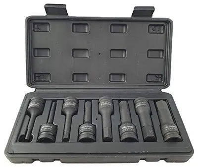 Steckschlüsseleinsatz 1/2 Zoll, 8-teilig, 5–18 mm, schwarz