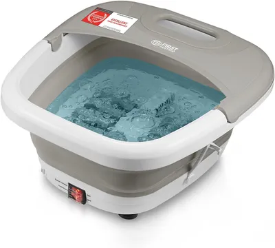 Productafbeelding van First Austria - Voetenbad met bubbelbadfunctie en voetmassageapparaat, opvouwbaar, 450W, met 3 opzetstukken en 8 massage rollers - Voetenbad met vibratie- en bubbelmassage