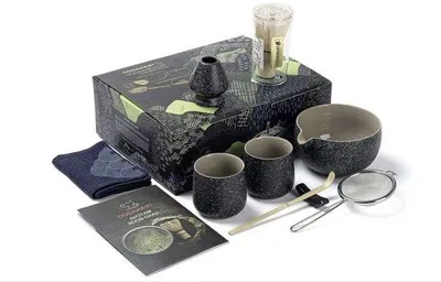 Image de Service à thé, gris anthracite, 7 pièces, 2 tasses de 210 ml, avec fouet, bol et cuillère