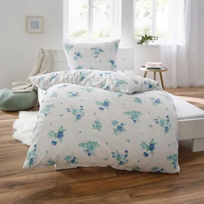 Produktbild von Dyckhoff Bettwäsche weiß-blau 1x 135x200 cm + 1x 80x80 cm