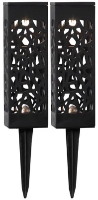 Produktbild von LED-Solar-Laterne ''Izola'', 2er-Set, schwarz, warmweiß, 6x18cm, Akku, outdoor