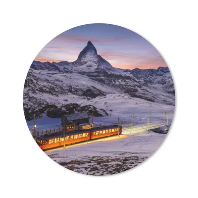 Produktbild von MuchoWow® Mauspad Mousepad Ein beleuchteter Zug in den Bergen 20x20 cm - Mousepads - Maus Mat - Pad - Mausunterlage - Schreibtischmatte