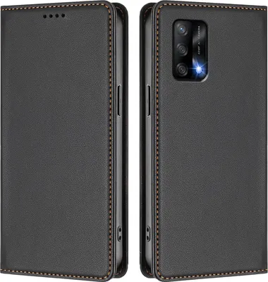 Produktbild von Handyhülle für Oppo A74 4G/A95 4G/F19/F19s, Kunstleder Klapphülle Stoßfeste Magnetische Hülle mit Ständer Schwarz