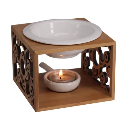 Immagine prodotto di Lampada aromatica Singeek per oli essenziali, in Vetroceramica, cavità interna, porta candele a forma di fiore, per aromaterapia