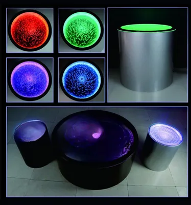 Produktbild von Led Rund Beistelltisch Wasser Wand Bar Theke Regal Möbel Beleuchtete Bartisch