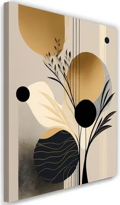 Produktbild von Leinwandbild Abstraktion Boho Golden Glamour 60x90 Feeby Beige bild für die wand bereit zum aufhängen
