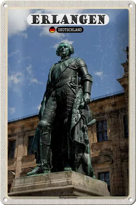 Produktbild von Blechschild Städte Erlangen Markgrafenstatue 20x30cm