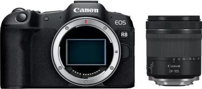 Produktbild von Canon EOS R8 + RF 24-105mm F4-7.1 IS STM, 24,2 MP, 6000 x 4000 Pixel, CMOS, 4K Ultra HD, Touchscreen, Schwarz