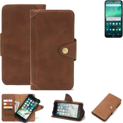 Produktbild von K-S-Trade Handyhülle für Nokia 1.3 Schutz Hülle Walletcase Bookstyle Tasche Case Handytasche Wallet Flipcase Cover PolyurethanBraun (1x)
