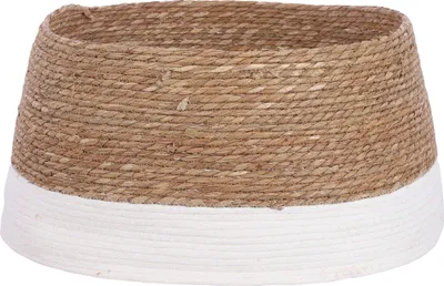 Zdjęcie produktu dla Mica Decorations: osłona na choinkę Ø58 x wys. 26 cm – osłona na choinkę z trawy morskiej – kosz na choinkę w kolorze złotym