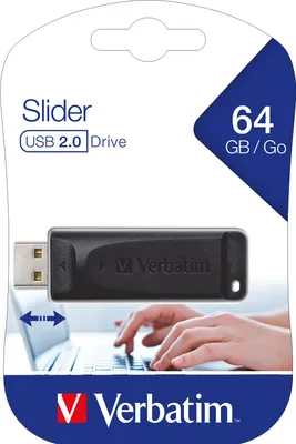 Produktbild von VERBATIM 98698 Store 'n' Go Slider USB-Stick USB 2.0 Schwarz 64 GB 10 MB/s