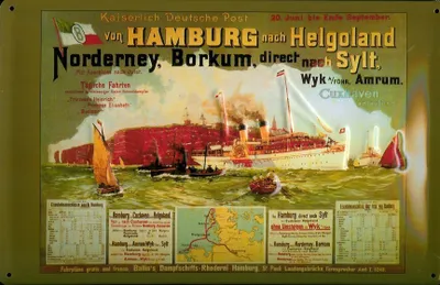 Produktbild von Blechschild Hamburg Helgoland Fähre Ausflugsschiff Dampfer Schiff Schild Nostalgieschild