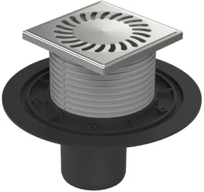 Image de Siphon de sol Chud?j D75, cadre en acier inoxydable, grille SUN 385 N A