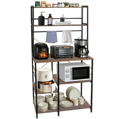Image de Étagère de cuisine, étagère sur pied, support pour micro-ondes, étagère de boulangerie, étagère de rangement 168 x 90 x 40 cm