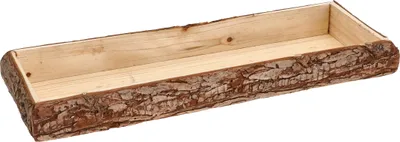 Immagine prodotto di Vassoio decorativo in legno con corteccia, rettangolare, piccolo - 38 x 11 cm - Vassoio portacandele naturale con bordo in corteccia d'albero - Decorazione da tavola, vassoio portacandele, Natale