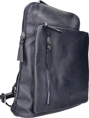 Produktbild von Rucksack T5466-NA klein aus glattem Kunstleder Blau mit Reißverschluss 30x35x13 cm (B x H x T)