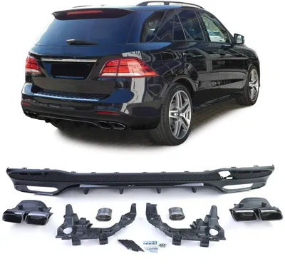 Für Mercedes GLE W166 15-18 Heckdiffusor Stoßstange + Endrohre 4 Rohr Schwarz in der Farbe Schwarz von Carparts-Online GmbH