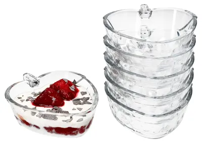Zdjęcie produktu dla 6x miseczki na truskawki STRAWBERRY 180ml szklana miska deserowa z reliefem owocowym