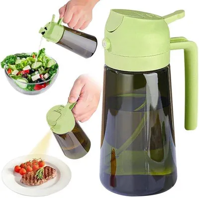 Produktbild von Ibenzoa® 2‑in‑1 Ölsprüher & Ausgießflasche, Glas & lebensmittelsicheres PP, 470 ml – Sprüh- und Gießfunktion für Kochen, Backen & Grillen, auslaufsicher
