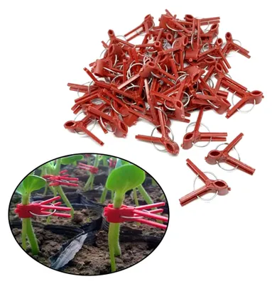 Produktbild von 100 Stück Kunststoff-Clips mit runder Öffnung für Gartenarbeiten an Gurken, Auberginen, Tomaten und Wassermelonen