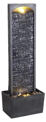 Zdjęcie produktu dla Fontanna zewnętrzna z oświetleniem - ozdoba wodna - projekt wodospadu - dekoracja ogrodu - z pompą - wymiary: 34 x 22 x 98 (cm)