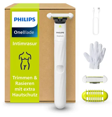 Produktbild von Philips OneBlade Intimate, Intimrasur, Trimmen & Rasieren mit extra Hautschutz,
