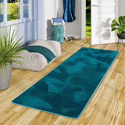 Produktbild von Hochflor Super Soft Teppich Läufer Deluxe Petrol, Größe:100x100 cm