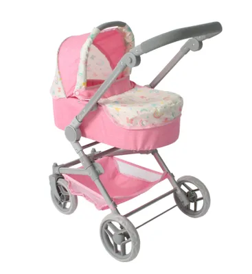 Produktbild von Bayer Chic 2000 Kombi-Puppenwagen Fides 3in1 | Set mit Babywanne, Sportsitz & Autositz | Höhenverstellbar, Melange-Design, Rainbow rosa