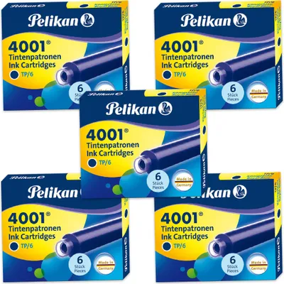 Produktbild von Set - 5er Pack Pelikan Tintenpatronen 4001 TP/6, königsblau