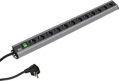 Obrázek produktu pro Bachmann 300.005, Základní, 2U, Černá, Šedá, 12 AC zásuvky / AC zásuvek, 2 m, 74 mm