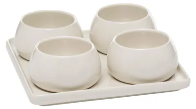 Obrázok produktu pre Secret de Gourmet | Servírovacia súprava Nora - 5-dielna - Biela - Elegantné misky a taniere - Ideálne na občerstvenie