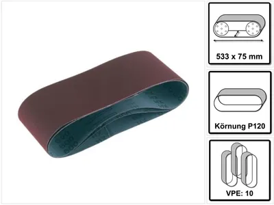 Productafbeelding van Festool L533X 75-P10 RU2/10 Rubin 2 Schuurband 10st P120 voor houtmaterialen 533x75 mm ( 499159 )