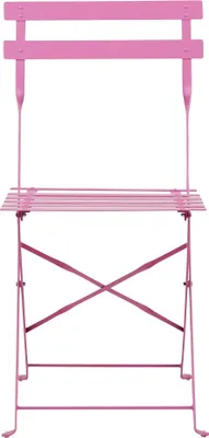Obrázek produktu pro BELIANI Sada 3 kusů Bistro Set Růžový kovový skládací lamelové opěradlo zahrada
