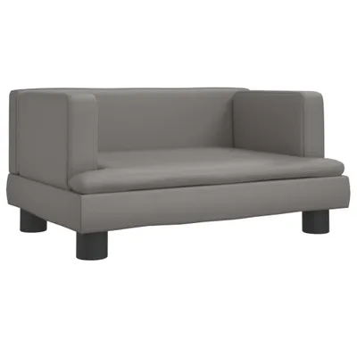 Zdjęcie produktu dla Sofa dla dzieci, szara, 60x40x30 cm, sztuczna skóra
