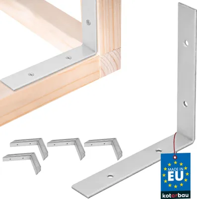Obrázek produktu pro KOTARBAU® Sada 50 úhelníků pro vysokou zátěž 150 x 150 x 25 mm z pozinkované oceli Úhelníky Stabilní Odolné spojky nosníků Stříbrná barva