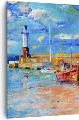 Produktbild von Bild auf Leinwand - Leinwandbild - Einteilig - Leuchtturm Meer - 70x100cm - Wand Bild - Wanddeko - Wandbilder - Leinwanddruck - Kunstdruck - Wanddekoration - Leinwand bilder - Wandbild - PA70x100-3693