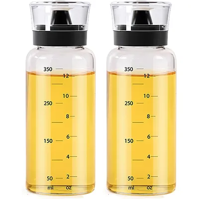 Produktbild von 2 Stück Ölspender, Auslaufsichere Ölspenderflasche für Outdoor-Camping, 350 ml Olivenöl und Essig aus Glas, gut verschlossen für die Picknickküche