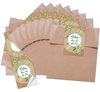 Produktbild von 25 kleine braune Papiertütchen (13 x 18 cm) + 25 Banderolen (5 x 15 cm) DANKE rot graue HERZEN - Geschenktüten give-aways Mitgebsel Verpackung als Dankeschön für Gäste Kunden FreundeRegenbogenfisch / 10 Stück