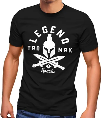 Produktbild von Herren T-Shirt Legend Sparta Spartan Helmet Schwerter Sport Fashion Streetstyle Neverless® schwarz XL