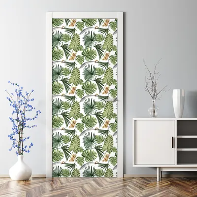 Produktbild von Dekorative Türtapete Türposter selbstklebend Klebefolie Wandaufkleber Exotische Blätter 85 x 200 cm