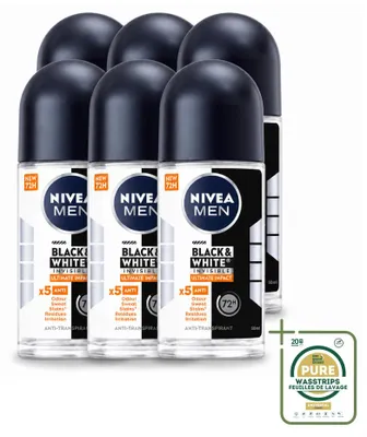 Immagine prodotto di 6 x Deodorante roll-on NIVEA MEN Black & White Ultimate Impact, 50 ml - Confezione da 6 pezzi