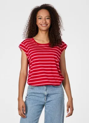 Immagine prodotto di Maglietta Ragwear da donna TULSA STRIPES rossa Streetwear 50% poliestere, 50% viscosa XS