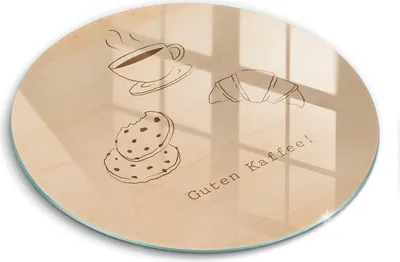 Produktbild von Glasschneideplatte - Herdabdeckplatte - fi30 cm - Schneidebrett - Spritzschutz - Motiv, Guten Kaffee!