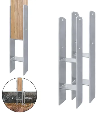 Obrázok produktu pre YRHome 6 ks H-kotiev 101 mm drevené kotvy, kotvy do stĺpikov, zemné kotvy, podpery stĺpikov, kotvy do plotov, betónové kotvy pre drevené stĺpiky, plot, prístrešok pre auto, pergola, detská veža, drevené konštrukcie