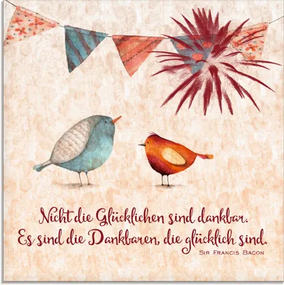Produktbild von ARTland Glasbild Lebensweisheit Glücklich Größe: 20x20 cm