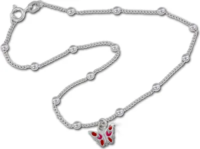 Produktbild von SilberDream Damen-Fußkette 25cm 925er Echt Silber rot Schmetterling SDF016R