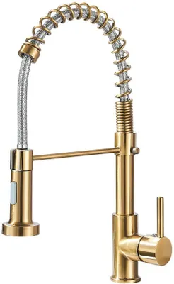 Produktbild von Goldene Einhebel-Küchenarmatur, 360° drehbar, Edelstahl, Hochdruck