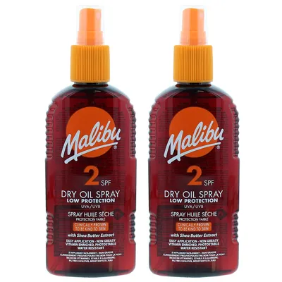 Produktbild von Malibu Trockenölspray SPF2 Bräunungsöl 200 ml x2 Stück