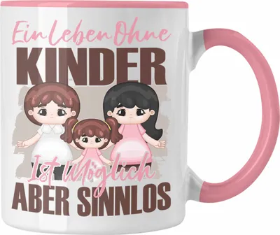 Produktbild von Trendation - Erzieherin Tasse Geschenk Spruch Kindergärtnerin Geschenkidee Ein Leben Ohne Kinder (Rosa)
